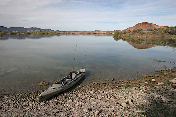 Kayak fishing on the Colorado River